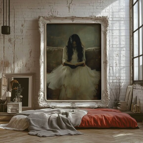 Original Dark Literary Art Print + Digital Copy, Vintage White Dress - Picture 6 of 10